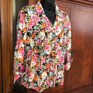 Talbots size 16 100% linen flower top